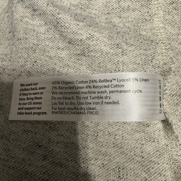 Eileen Fisher Herringbone Organic Cotton Longline Open Front Jacket Cardigan M - Picture 5 of 11